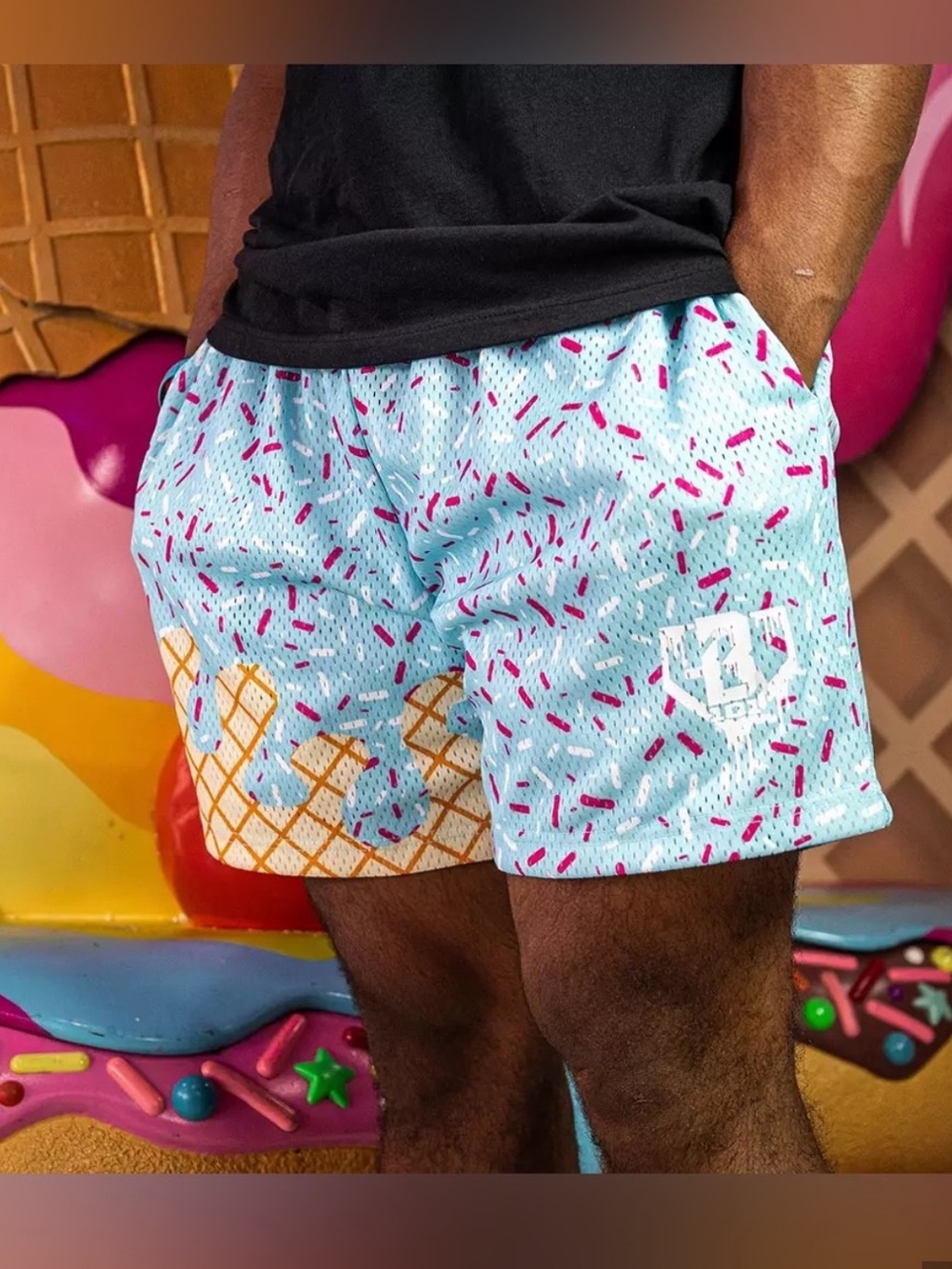 Baseball Lifestyle 101 Adult Size Medium Ice Cream Sprinkles Athletic Shorts - Picture 3 of 10